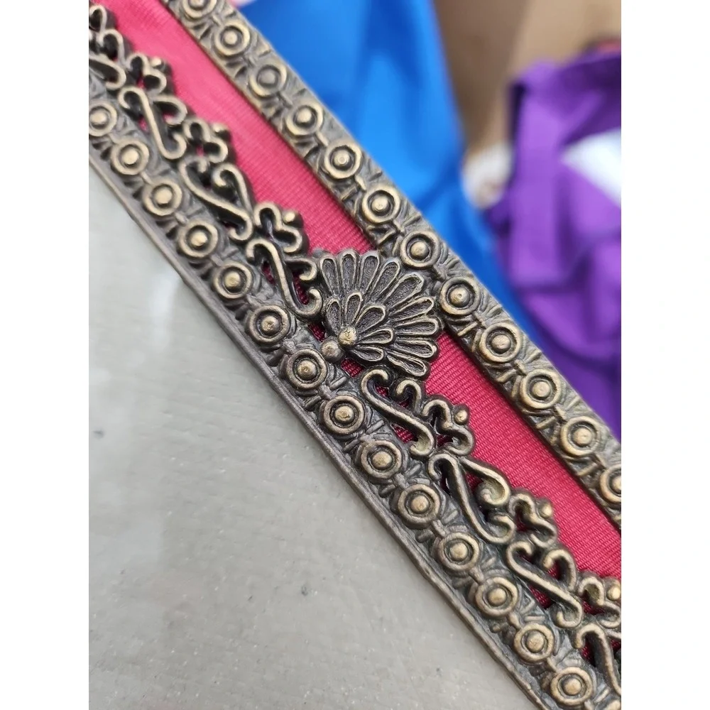 Victorian Brass Red‎ Photo Picture Frame Ornate Tabletop Weston Gallery 5x3.5